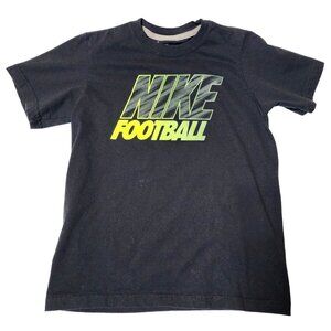 Boy's Black Neon Yellow Nike Football T-shirt Youth Small 100% Cotton Soft